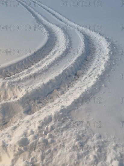 Tire tracks in snow