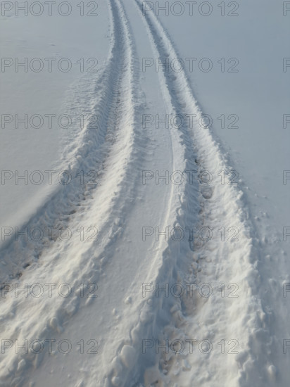 Tire tracks in snow