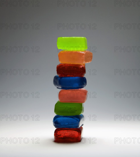 Stack of hard candies in assorted colors