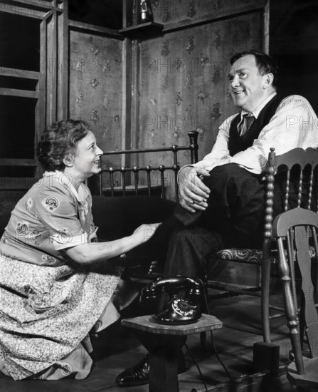 June Walker, Thomas Mitchell, on-stage of the Broadway play, "Death Of A Salesman", Morosco Theater, New York City, New York, USA, 1949