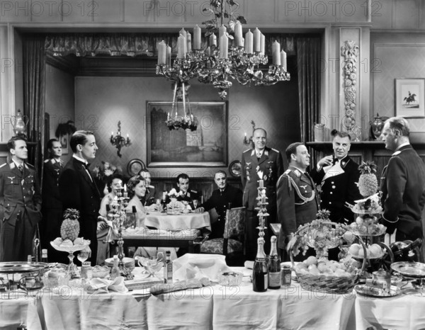 Curd Jurgens (right), on-set of the West German film, "The Devil's General", original German title: "Des Teufels General", Europa-Filmverleih, 1955