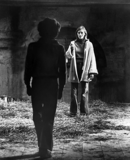 Peter Firth, Jenny Agutter, on-set of the film, "Equus", United Artists, 1977