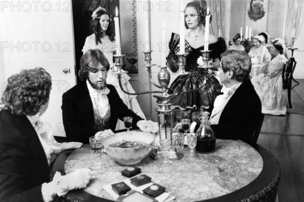 Kristin Griffith (standing left), Lee Remick (standing right), , on-set of the film, "The Europeans", Enterprise Pictures (UK), Levitt-Pickman (US), 1979