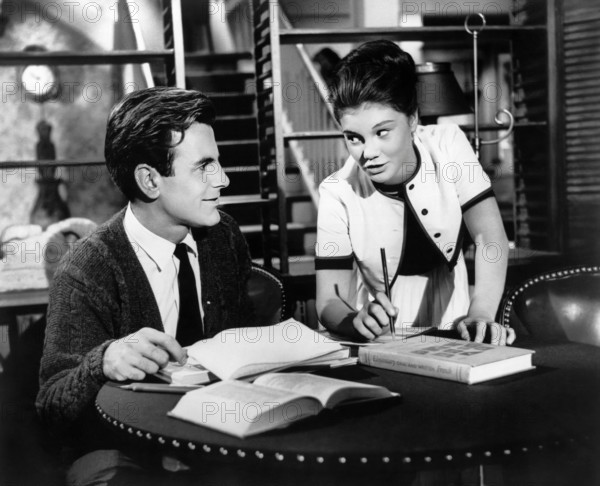 Maximilian Schell, Annette, Gorman, on-set of the film, "Five Finger Exercise", Columbia Pictures, 1962