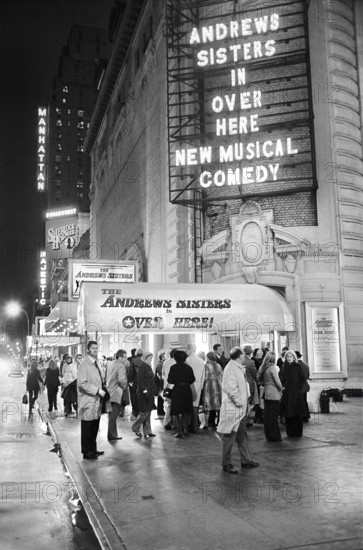 Theater district with crowds going to theaters, New York City, New York, USA, Thomas J. O'Halloran, U.S. News & World Report Magazine Photograph Collection, November 22, 1974