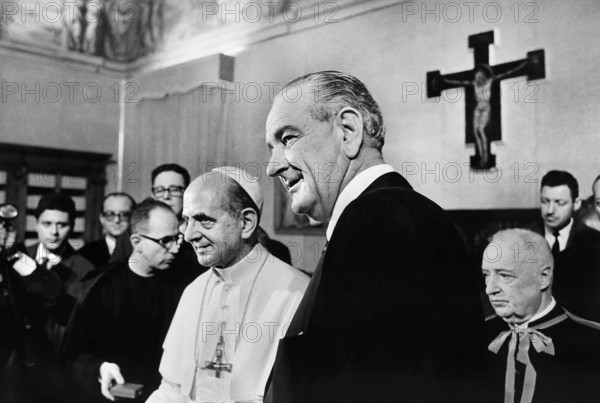 U.S. President Lyndon B. Johnson meeting with Pope Paul VI, Vatican City, Yoichi R. Okamoto, White House photographer, December 23, 1967