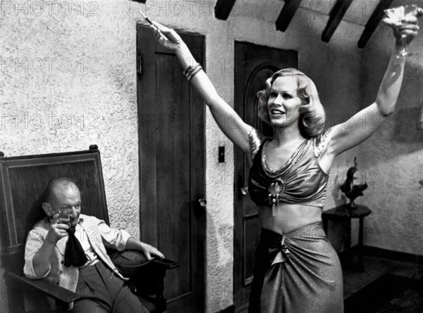 Billy Barty, Karen Black, on-set of the film, "The Day Of The Locust", Paramount Pictures, 1975