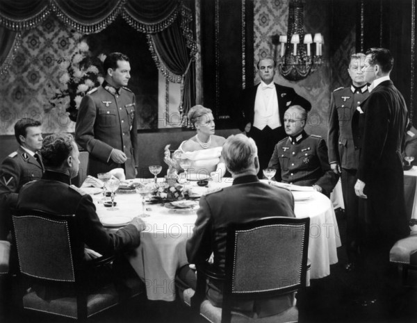 Ingrid Thulin (sitting), , Glenn Ford (standing far right), , on-set of the film, "The Four Horsemen Of The Apocalypse", MGM, 1962