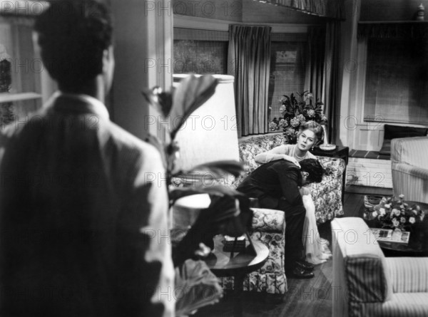 Richard Beymer (rear view), Rosalind Russell,  Maximilian Schell, on-set of the film, "Five Finger Exercise", Columbia Pictures, 1962