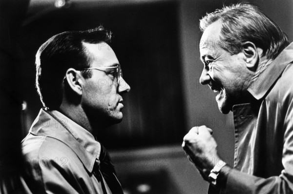 Kevin Spacey, Jack Lemmon, on-set of the film, "Glengarry Glen Ross", New Line Cinema, 1992