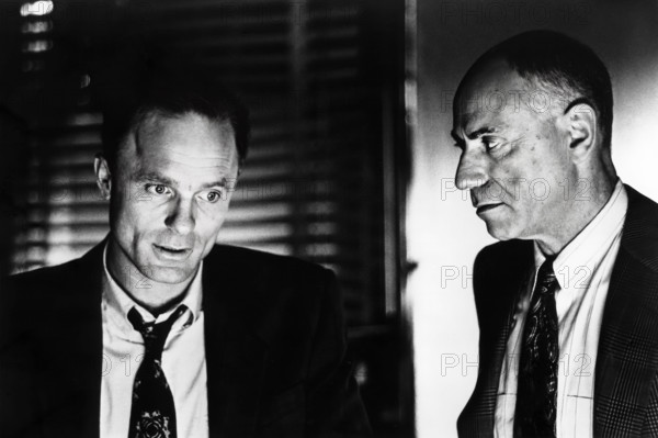 Ed Harris, Alan Arkin, on-set of the film, "Glengarry Glen Ross", New Line Cinema, 1992