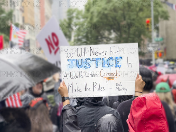 Demonstrators participating in "No Kings" Protest March, Fifth Avenue, New York City, June 14, 2025