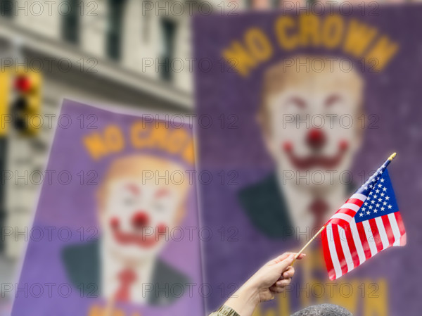 Demonstrators participating in "No Kings" Protest March, Fifth Avenue, New York City, June 14, 2025