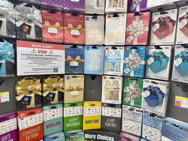 Display of gift cards for sale