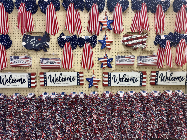 Patriotic home décor decorations on display