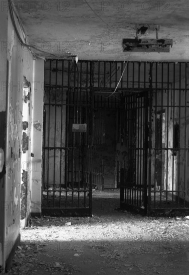 Interior view of abandoned prison