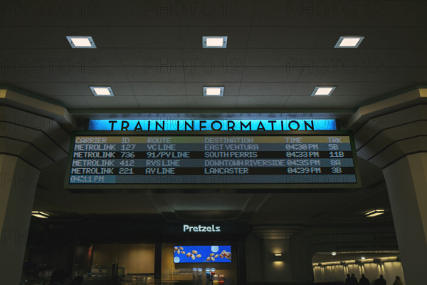 Digital train information board, Union Station, Los Angeles