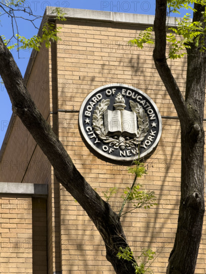 Board of Education, City of New York plaque on building exterior, New York City