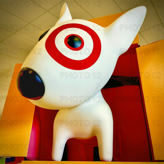 Large toy dog on display in toy store