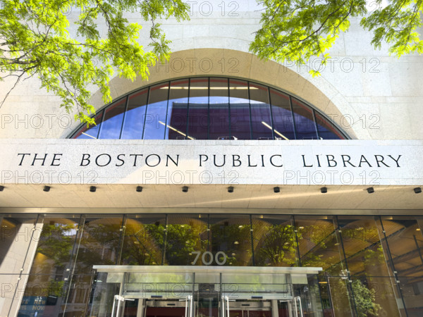 Boston Public Library, low angle view of building exterior, Boston
