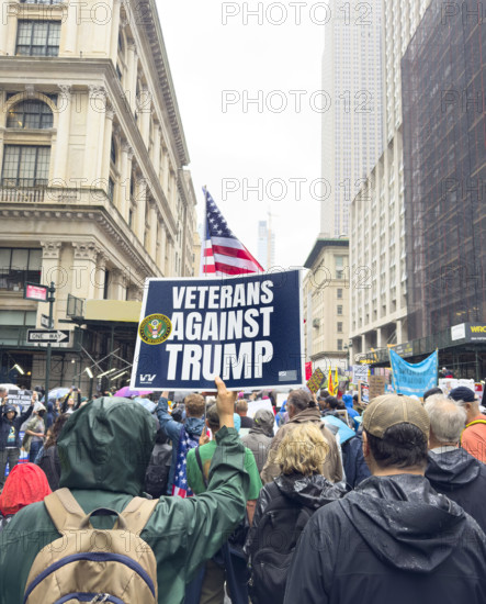 Demonstrators participating in "No Kings" Protest March, Fifth Avenue, New York City, June 14, 2025