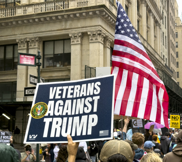Demonstrators participating in "No Kings" Protest March, Fifth Avenue, New York City, June 14, 2025