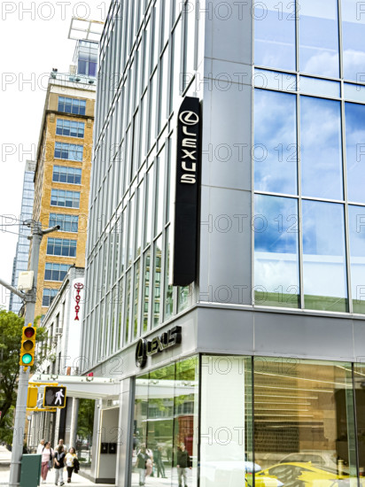 Lexus car showroom and street scene, Manhattan, New York City