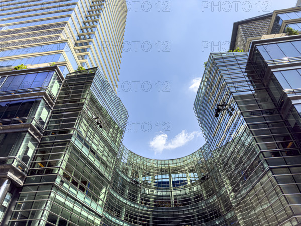 Low angle view of Beacon Court at Bloomberg Tower, New York City