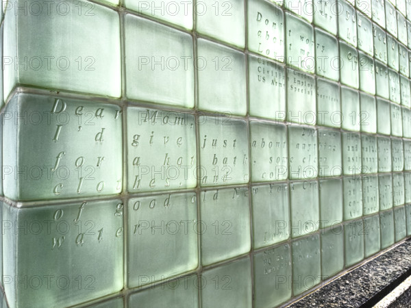 Memorial wall constructed of glass blocks, Vietnam Veterans Plaza, New York City