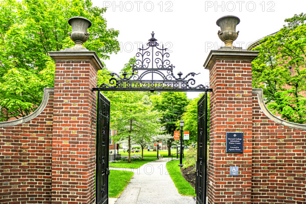 Gray Gate with directions to Harvard College Admissions Visitor Center through Radcliffe Yard, Harvard University, Garden Street, Cambridge