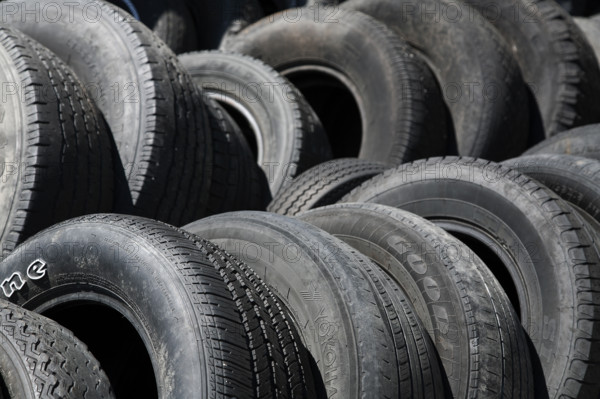 Rows of used tires