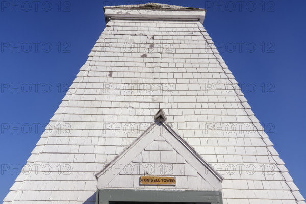 Historic fog bell tower, low angle view, Fort Point State Park, Stockton Springs, Maine, USA
