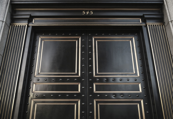 M&T Bank, main entrance detail, low angle view, Buffalo, New York, USA