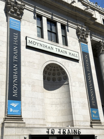 Moynihan Train Hall, James A. Farley Building, building exterior detail, Eight Avenue, Manhattan, New York City, New York, USA