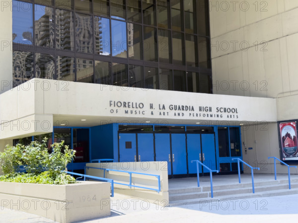Fiorello H. LaGuardia High School of Music & Art and Performing Arts, building exterior detail, 100 Amsterdam Avenue, Manhattan, New York City, New York, USA