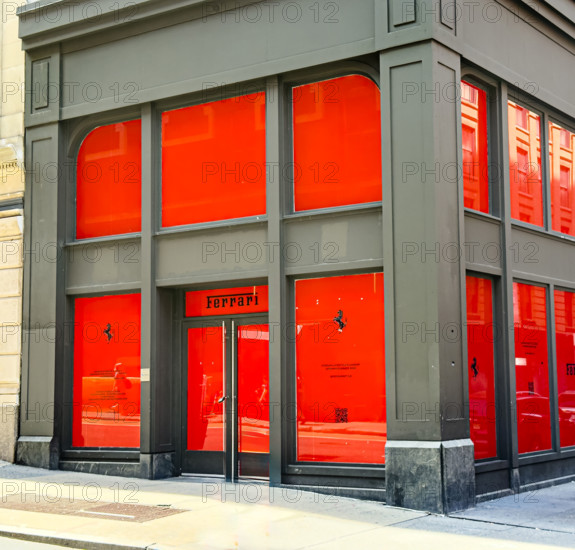 Ferrari retail store, building exterior, 92 Prince Street, Soho, Manhattan, New York City, New York, USA