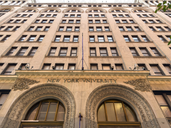 New York University, Henry Kaufman Management Center, building exterior, low angle view, Greenwich Village, Manhattan, New York City, New York, USA