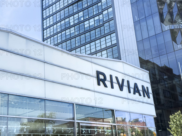 Rivian electric vehicle showroom, building exterior, 461 West 14th Street, Meatpacking District, Manhattan, New York City, New York, USA
