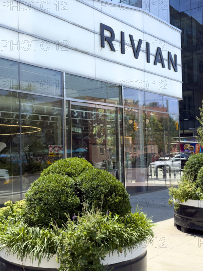 Rivian electric vehicle showroom, building exterior, 461 West 14th Street, Meatpacking District, Manhattan, New York City, New York, USA