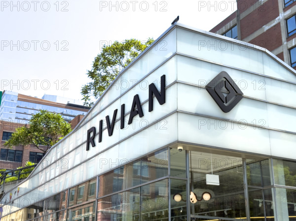 Rivian electric vehicle showroom, building exterior, 461 West 14th Street, Meatpacking District, Manhattan, New York City, New York, USA