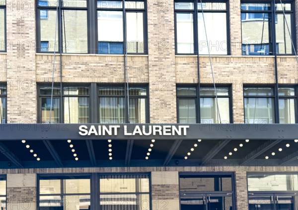Saint Laurent clothing store, building exterior detail, 72 Gansevoort Street, Meatpacking District, Manhattan, New York City, New York, USA