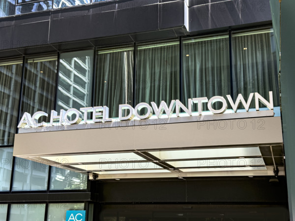 AC Hotel Downtown, building exterior detail, 151 Maiden Lane, Financial District, Manhattan, New York City, New York, USA