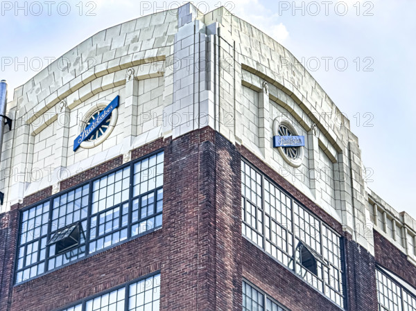 Studebaker Building, Columbia University, building exterior detail, Manhattanville Campus, 615 West 131st Street, West Harlem, New York City, New York, USA