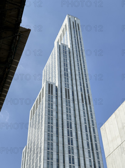 34-story residential tower, Columbia University, low angle view, Manhattanville Campus, West Harlem, Manhattan, New York City, New York, USA