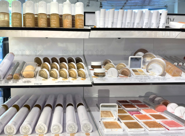 Cosmetics display, RMS brand, Bluemercury store interior, Tribeca, Manhattan, New York City, New York, USA