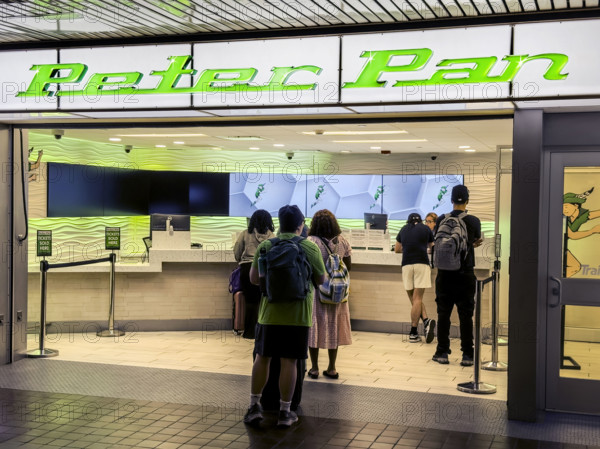 Travelers waiting at ticket window, Peter Pan Bus Lines, Port Authority Bus Terminal, 625 Eighth Avenue, Manhattan, New York City, New York, USA
