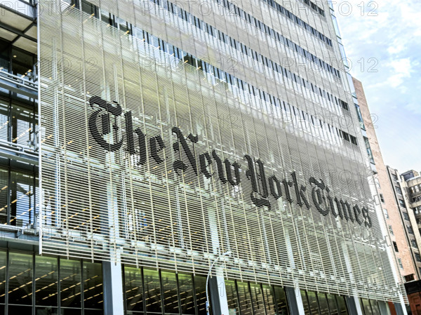 The New York Times Building, building exterior detail, 620 Eighth Avenue, Manhattan, New York City, New York, USA