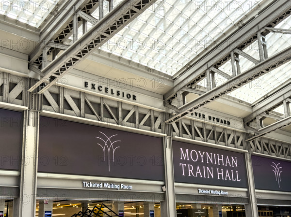 Moynihan Train Hall, interior detail, Pennsylvania Station, Manhattan, New York City, New York, USA