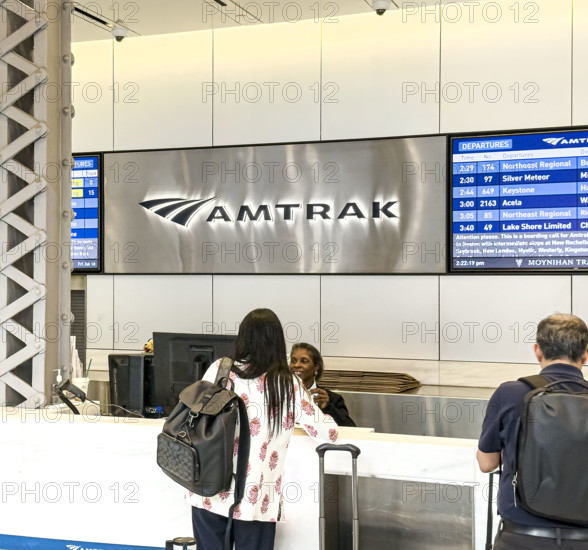 Amtrak ticket counter, Moynihan Train Hall, Pennsylvania Station, Manhattan, New York City, New York, USA
