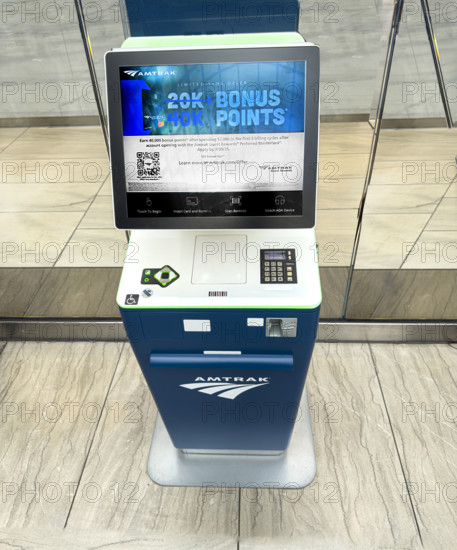 Amtrak ticket kiosk, Moynihan Train Hall, Pennsylvania Station, Manhattan, New York City, New York, USA